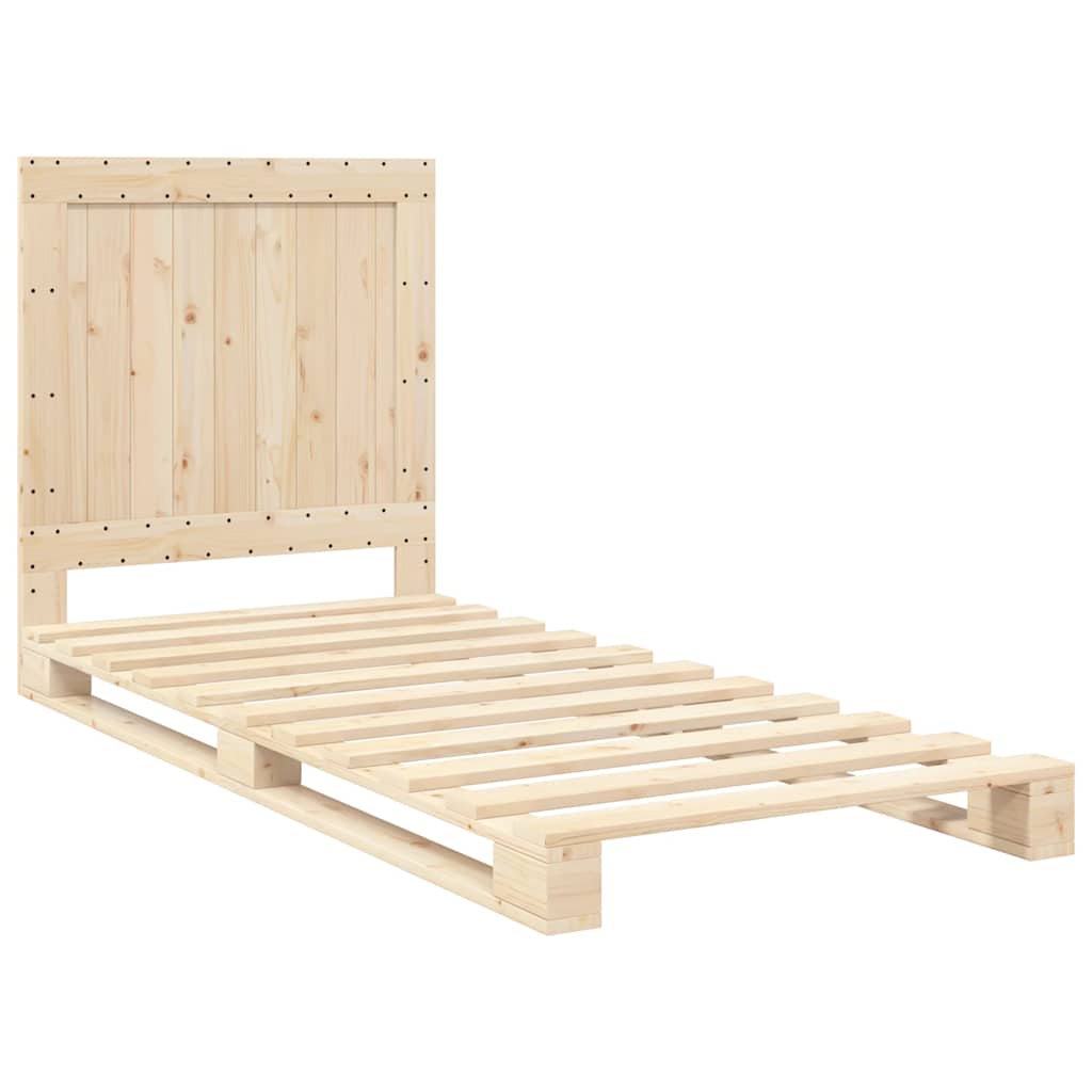 Bedframe met hoofdbord massief grenenhout 90x200 cm is nu te koop bij PeponiXL, paradijselijk wonen!
