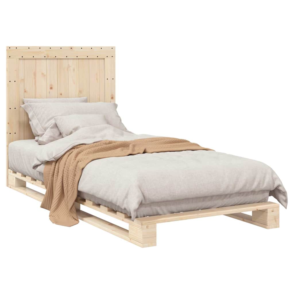 Bedframe met hoofdbord massief grenenhout 90x200 cm is nu te koop bij PeponiXL, paradijselijk wonen!