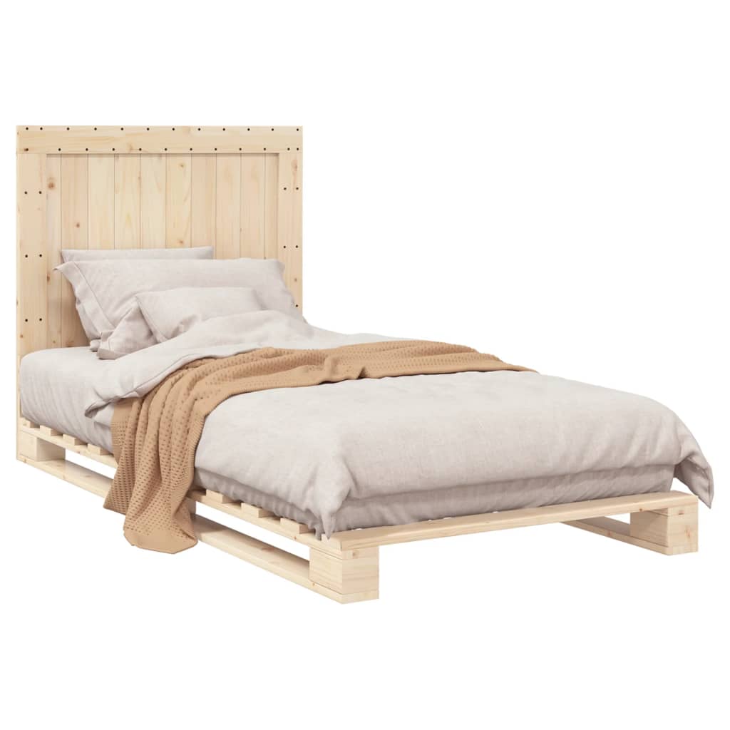 Bedframe met hoofdbord massief grenenhout 100x200 cm is nu te koop bij PeponiXL, paradijselijk wonen!