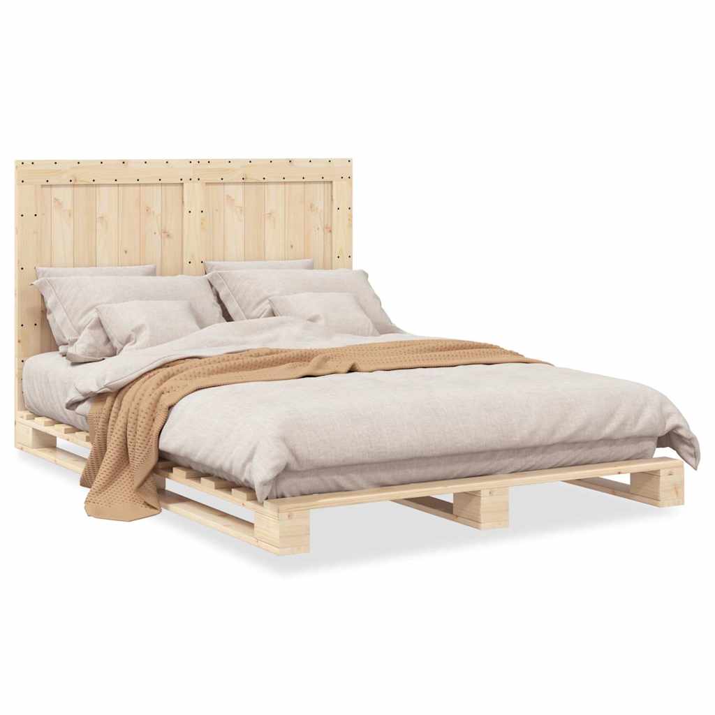 Bedframe met hoofdbord massief grenenhout wit 140x200 cm is nu te koop bij PeponiXL, paradijselijk wonen!