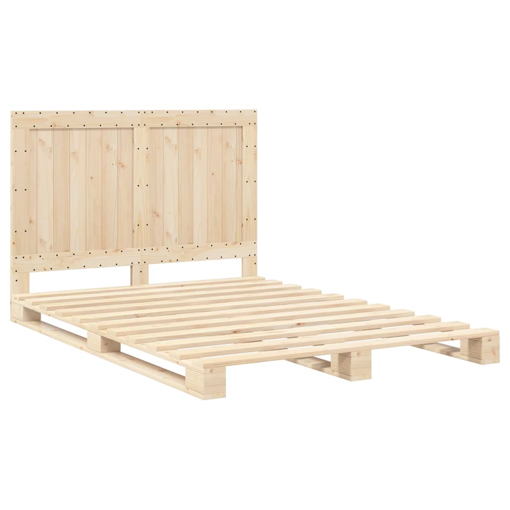Bedframe met hoofdbord massief grenenhout wit 140x200 cm is nu te koop bij PeponiXL, paradijselijk wonen!