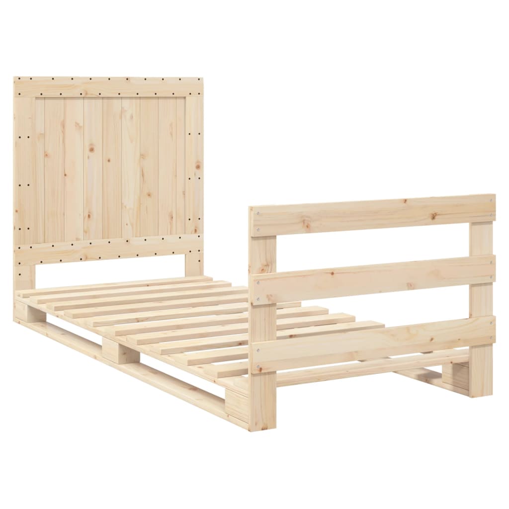 Bedframe met hoofdbord massief grenenhout 90x200 cm is nu te koop bij PeponiXL, paradijselijk wonen!