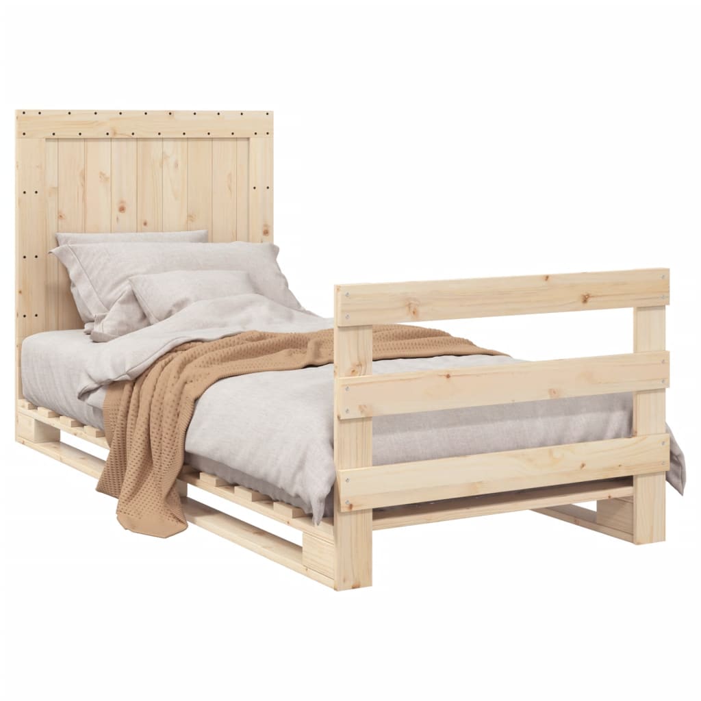 Bedframe met hoofdbord massief grenenhout 90x200 cm is nu te koop bij PeponiXL, paradijselijk wonen!