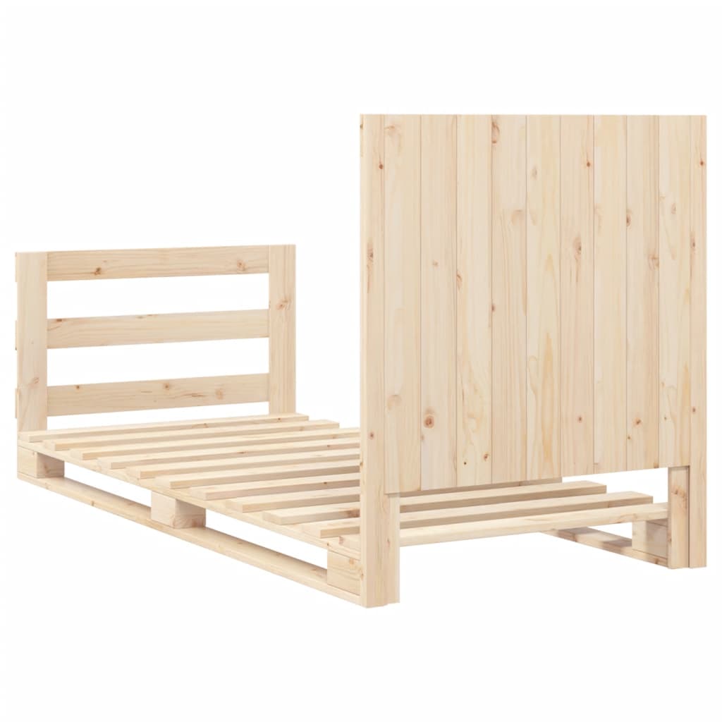 Bedframe met hoofdbord massief grenenhout 90x200 cm is nu te koop bij PeponiXL, paradijselijk wonen!