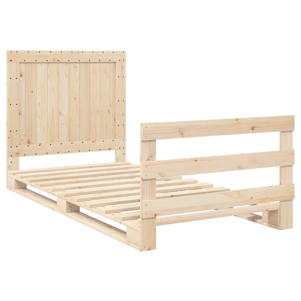 Bedframe met hoofdbord massief grenenhout 100x200 cm is nu te koop bij PeponiXL, paradijselijk wonen!