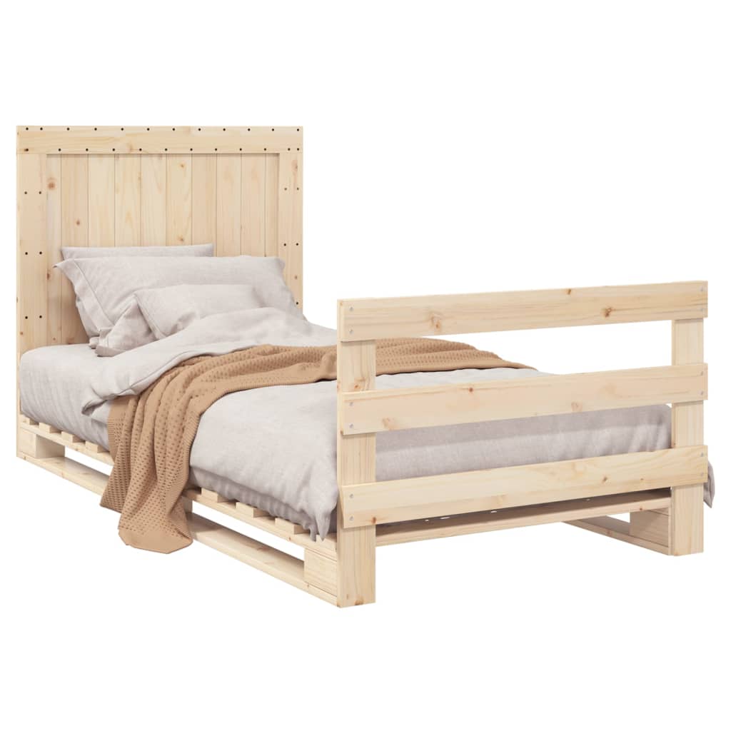Bedframe met hoofdbord massief grenenhout 100x200 cm is nu te koop bij PeponiXL, paradijselijk wonen!