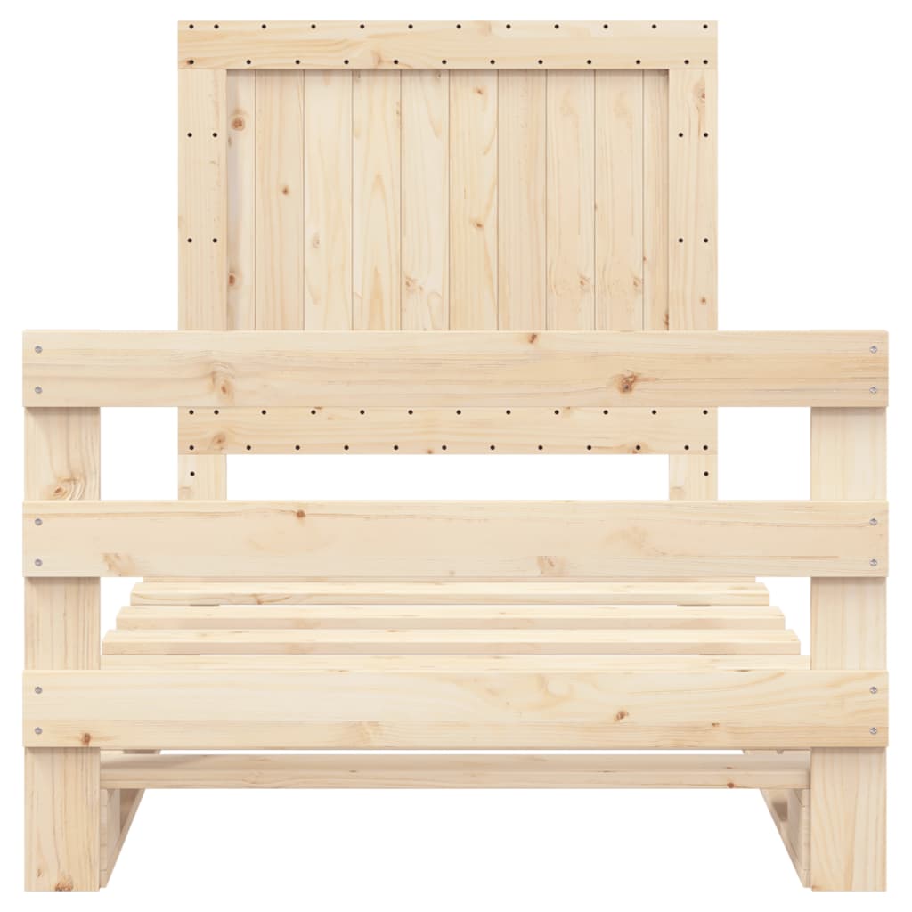 Bedframe met hoofdbord massief grenenhout 100x200 cm is nu te koop bij PeponiXL, paradijselijk wonen!