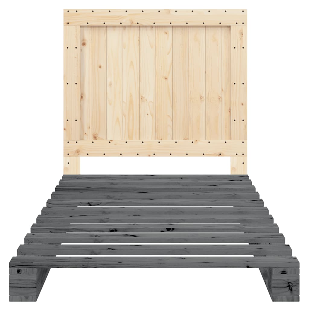 Bedframe met hoofdbord massief grenenhout grijs 100x200 cm is nu te koop bij PeponiXL, paradijselijk wonen!