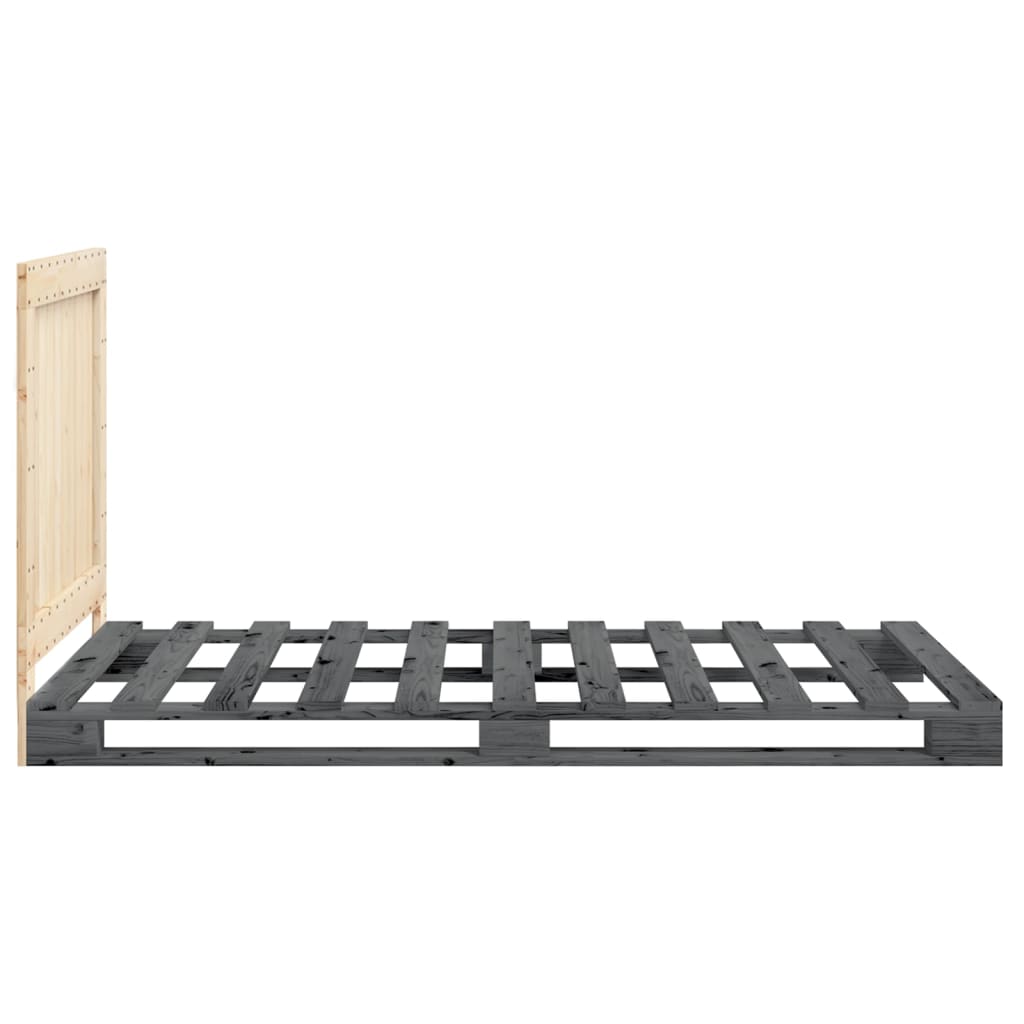 Bedframe met hoofdbord massief grenenhout grijs 100x200 cm is nu te koop bij PeponiXL, paradijselijk wonen!