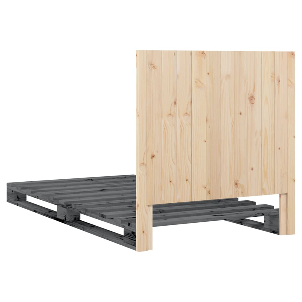 Bedframe met hoofdbord massief grenenhout grijs 100x200 cm is nu te koop bij PeponiXL, paradijselijk wonen!