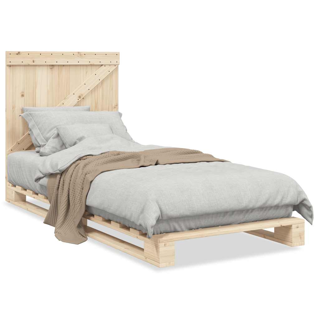 Bedframe met hoofdbord massief grenenhout 90x200 cm is nu te koop bij PeponiXL, paradijselijk wonen!