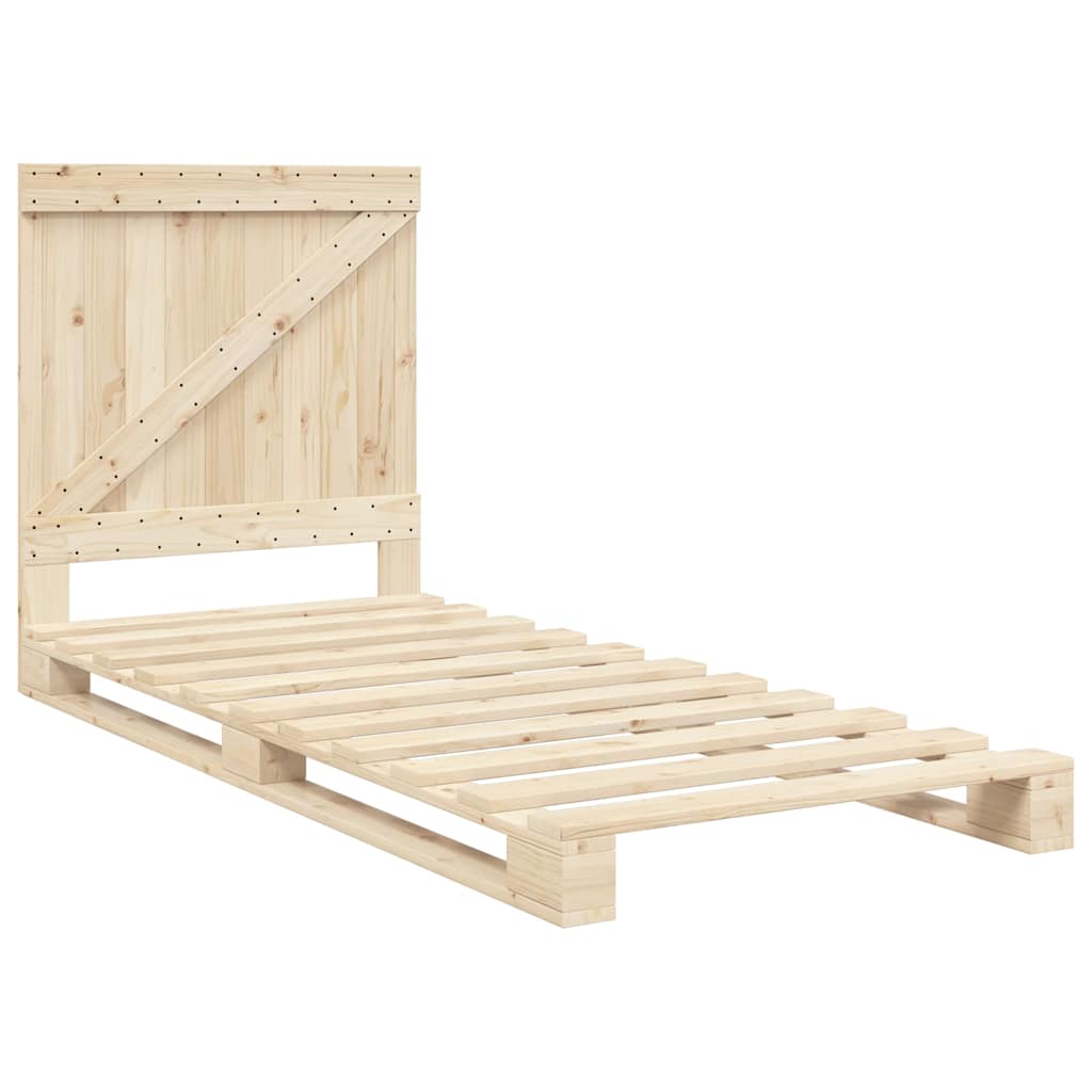Bedframe met hoofdbord massief grenenhout 90x200 cm is nu te koop bij PeponiXL, paradijselijk wonen!