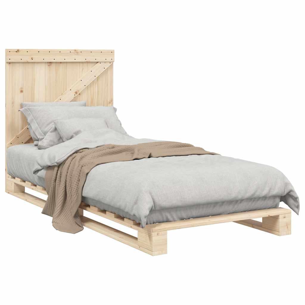 Bedframe met hoofdbord massief grenenhout 90x200 cm is nu te koop bij PeponiXL, paradijselijk wonen!