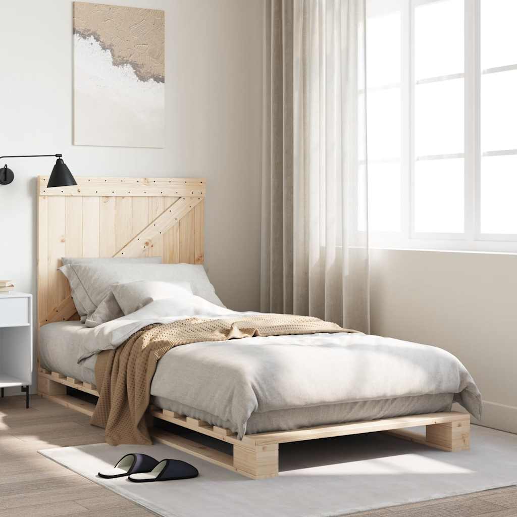 Bedframe met hoofdbord massief grenenhout 90x200 cm is nu te koop bij PeponiXL, paradijselijk wonen!
