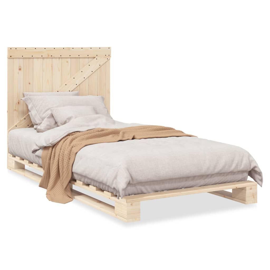 Bedframe met hoofdbord massief grenenhout 100x200 cm is nu te koop bij PeponiXL, paradijselijk wonen!