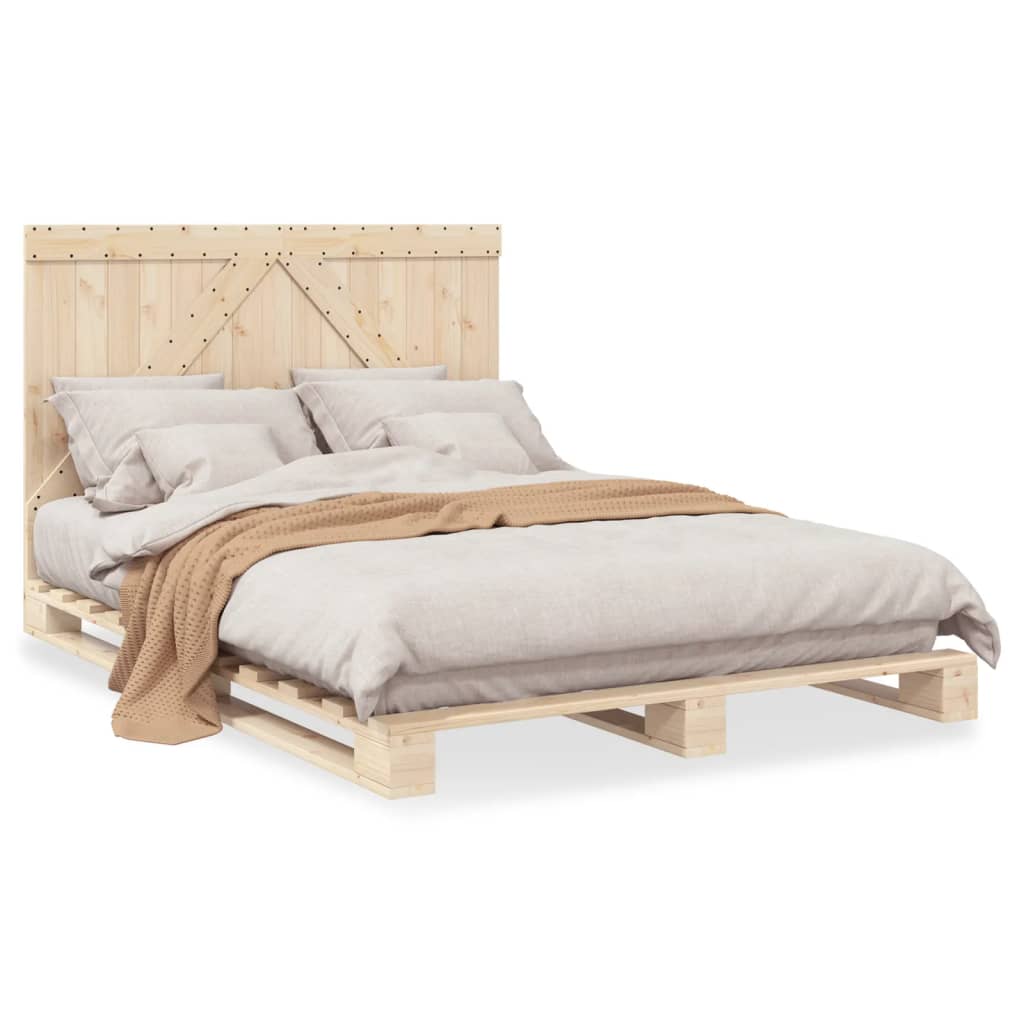 Bedframe met hoofdbord massief grenenhout wit 140x200 cm is nu te koop bij PeponiXL, paradijselijk wonen!