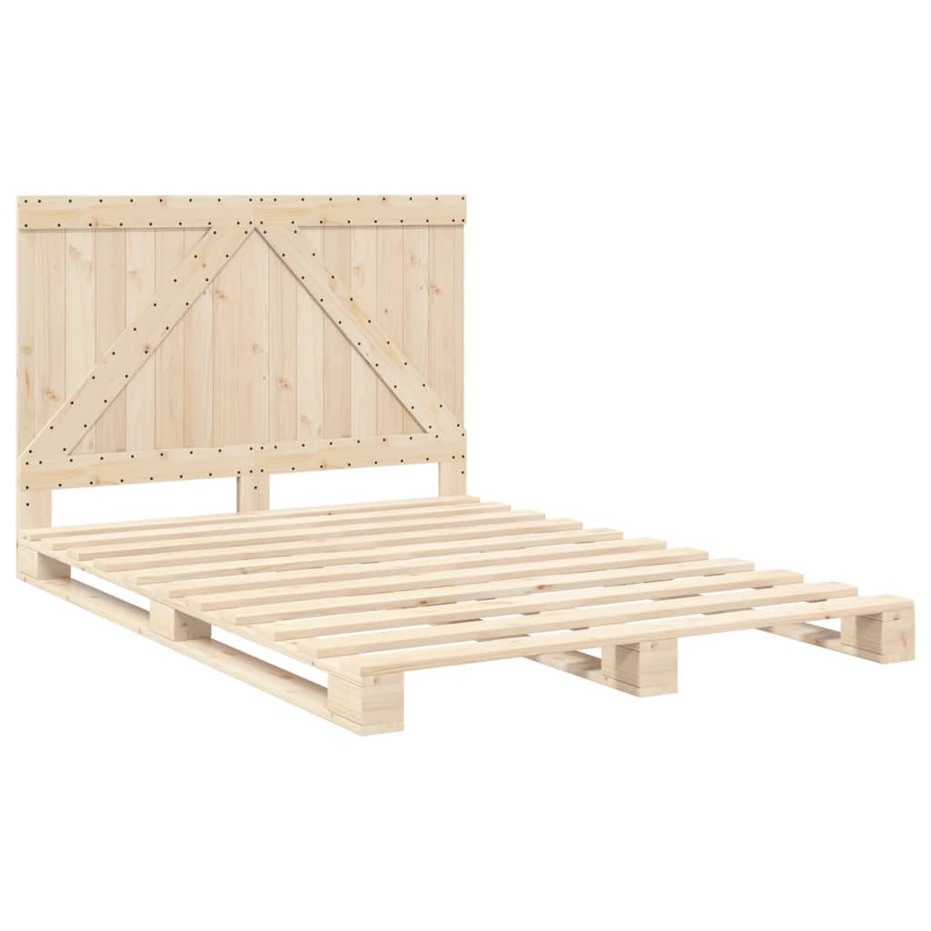 Bedframe met hoofdbord massief grenenhout wit 140x200 cm is nu te koop bij PeponiXL, paradijselijk wonen!