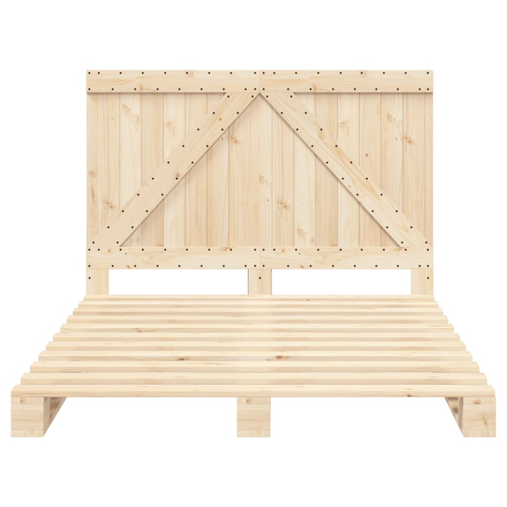 Bedframe met hoofdbord massief grenenhout wit 140x200 cm is nu te koop bij PeponiXL, paradijselijk wonen!