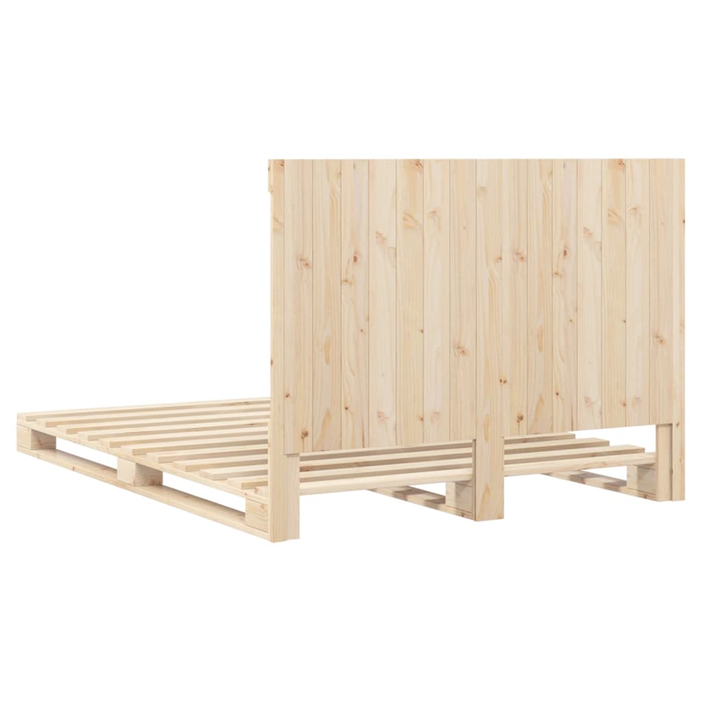 Bedframe met hoofdbord massief grenenhout wit 140x200 cm is nu te koop bij PeponiXL, paradijselijk wonen!