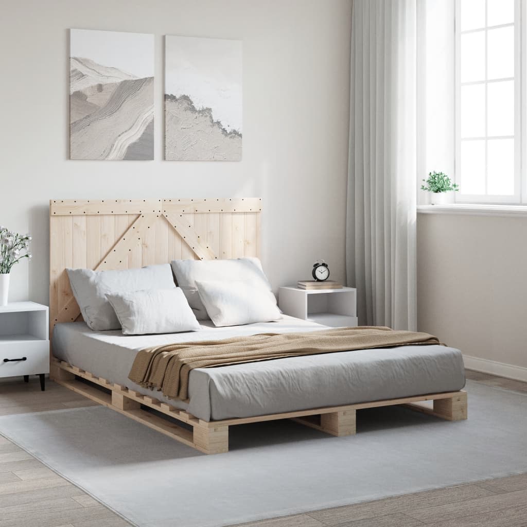 Bedframe met hoofdbord massief grenenhout wit 140x200 cm is nu te koop bij PeponiXL, paradijselijk wonen!