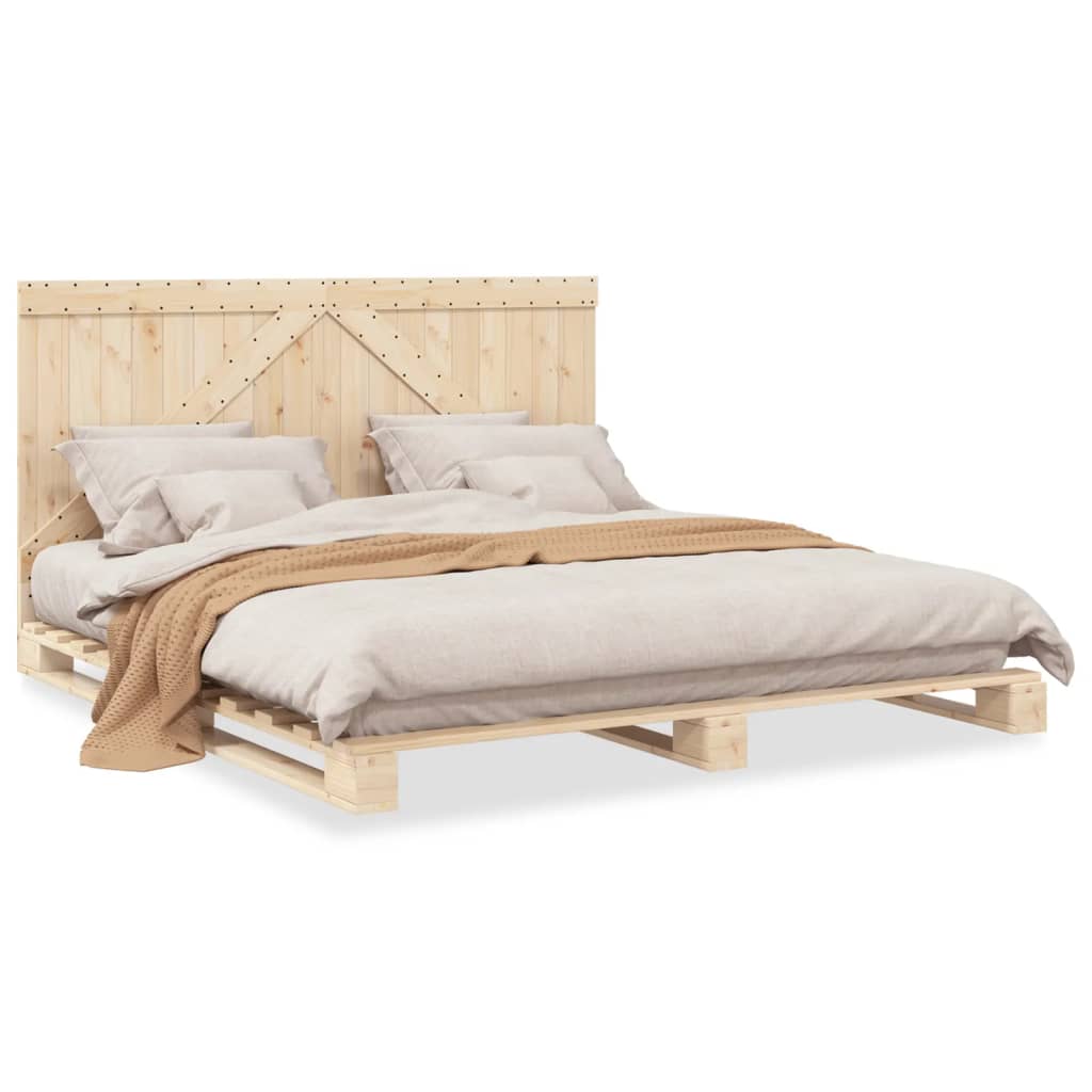 Bedframe met hoofdbord massief grenenhout 200x200 cm is nu te koop bij PeponiXL, paradijselijk wonen!