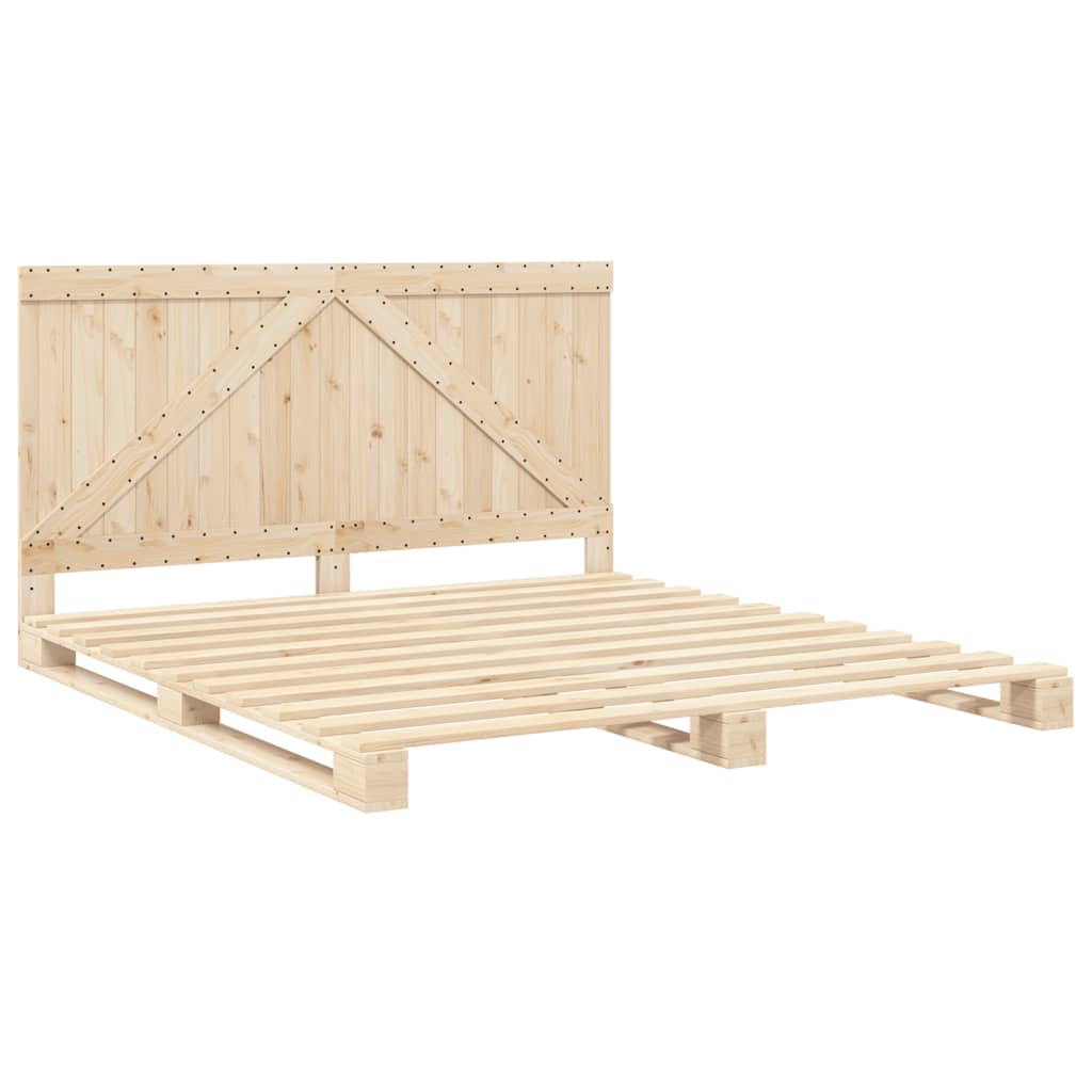 Bedframe met hoofdbord massief grenenhout 200x200 cm is nu te koop bij PeponiXL, paradijselijk wonen!