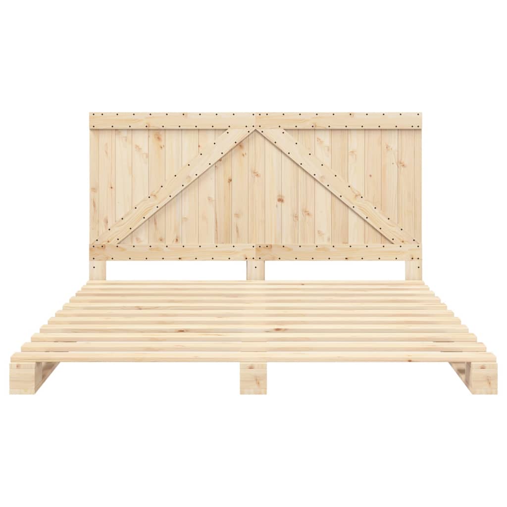 Bedframe met hoofdbord massief grenenhout 200x200 cm is nu te koop bij PeponiXL, paradijselijk wonen!