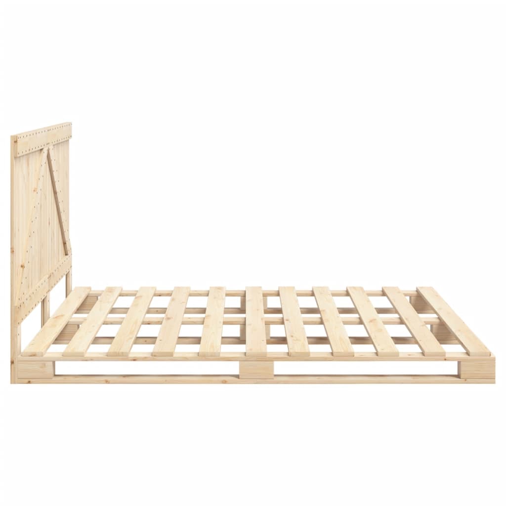 Bedframe met hoofdbord massief grenenhout 200x200 cm is nu te koop bij PeponiXL, paradijselijk wonen!