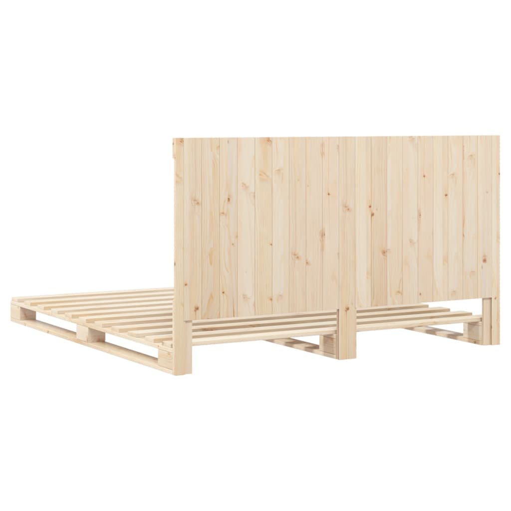 Bedframe met hoofdbord massief grenenhout 200x200 cm is nu te koop bij PeponiXL, paradijselijk wonen!