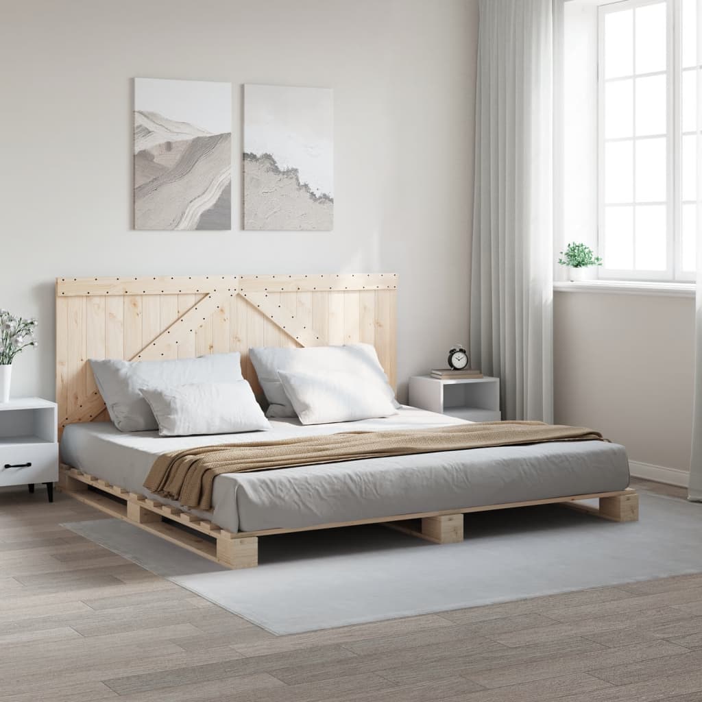 Bedframe met hoofdbord massief grenenhout 200x200 cm is nu te koop bij PeponiXL, paradijselijk wonen!