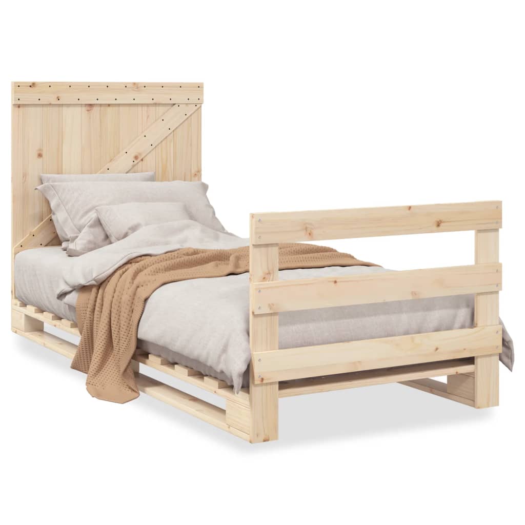 Bedframe met hoofdbord massief grenenhout 90x200 cm is nu te koop bij PeponiXL, paradijselijk wonen!