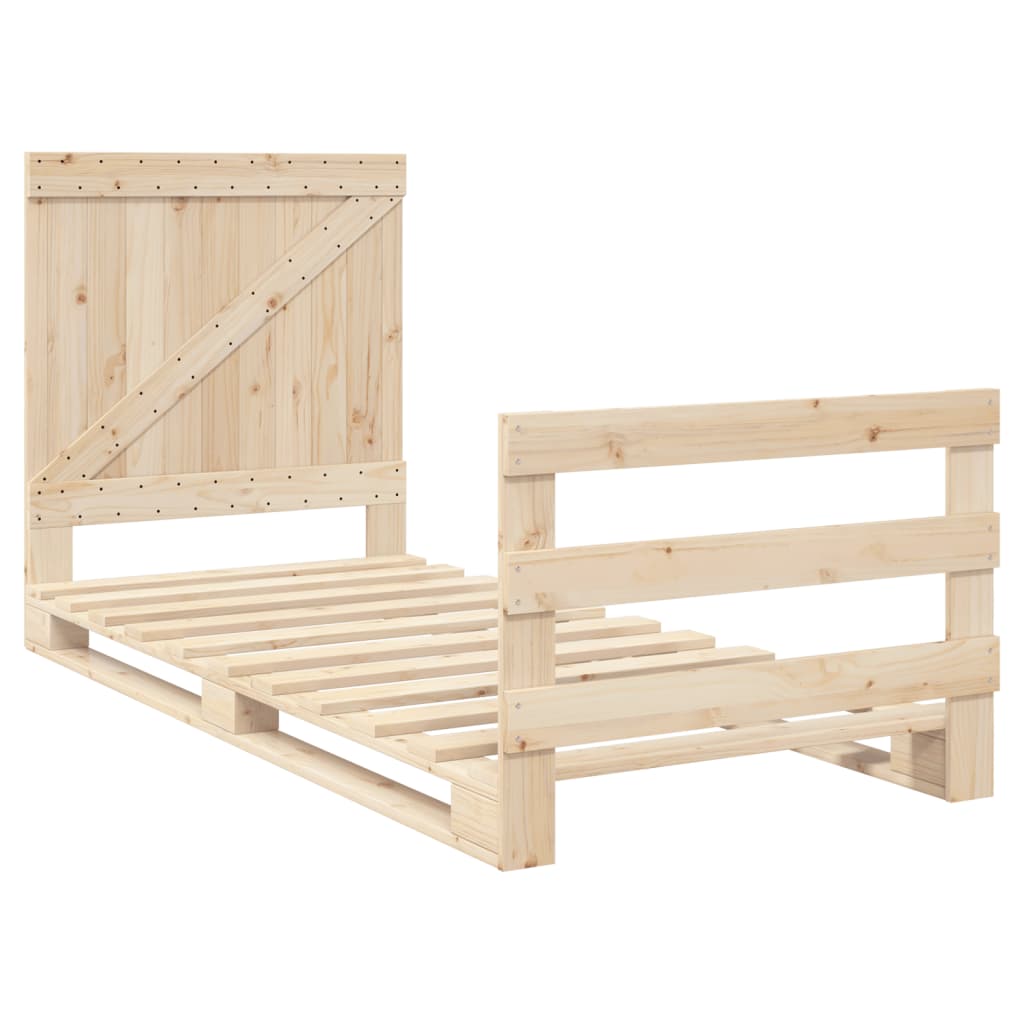 Bedframe met hoofdbord massief grenenhout 90x200 cm is nu te koop bij PeponiXL, paradijselijk wonen!