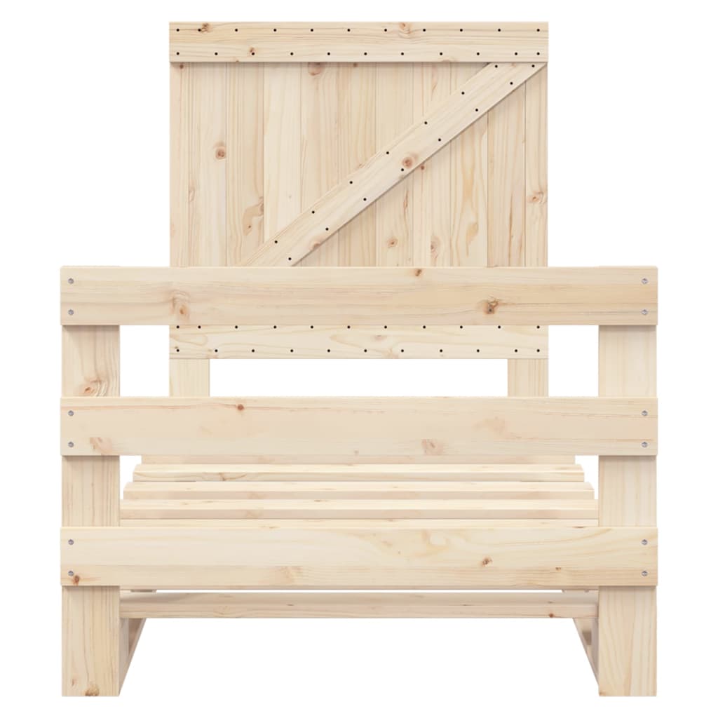 Bedframe met hoofdbord massief grenenhout 90x200 cm is nu te koop bij PeponiXL, paradijselijk wonen!