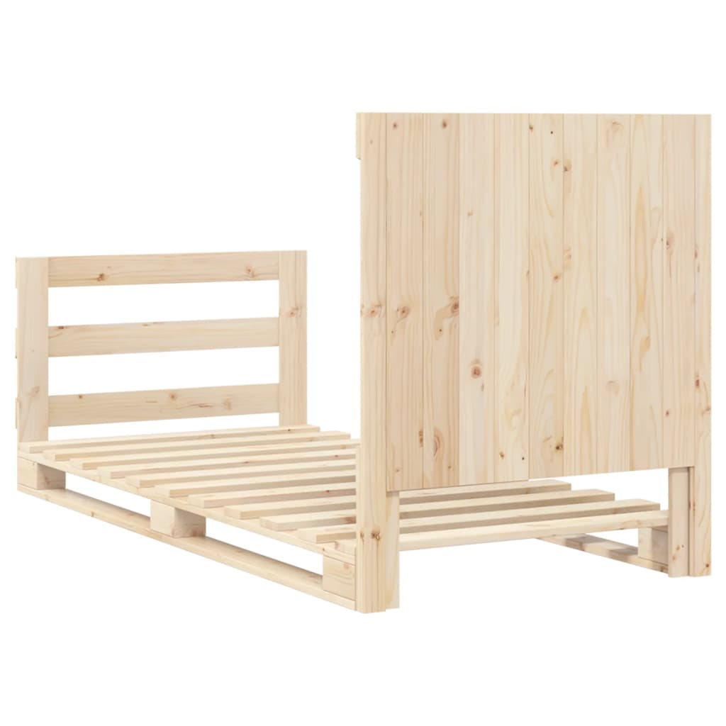 Bedframe met hoofdbord massief grenenhout 90x200 cm is nu te koop bij PeponiXL, paradijselijk wonen!