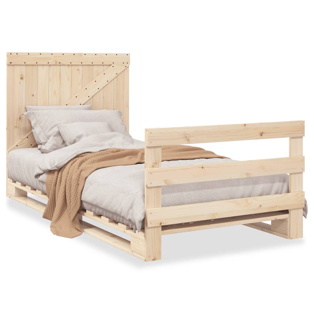 Bedframe met hoofdbord massief grenenhout 100x200 cm is nu te koop bij PeponiXL, paradijselijk wonen!