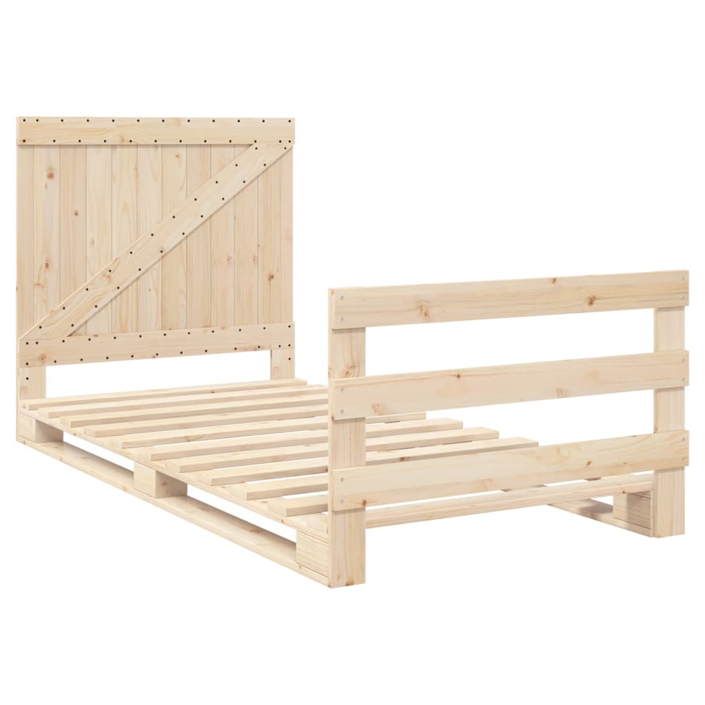 Bedframe met hoofdbord massief grenenhout 100x200 cm is nu te koop bij PeponiXL, paradijselijk wonen!