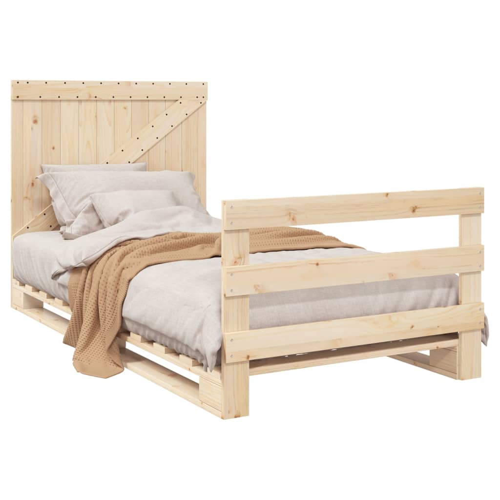 Bedframe met hoofdbord massief grenenhout 100x200 cm is nu te koop bij PeponiXL, paradijselijk wonen!