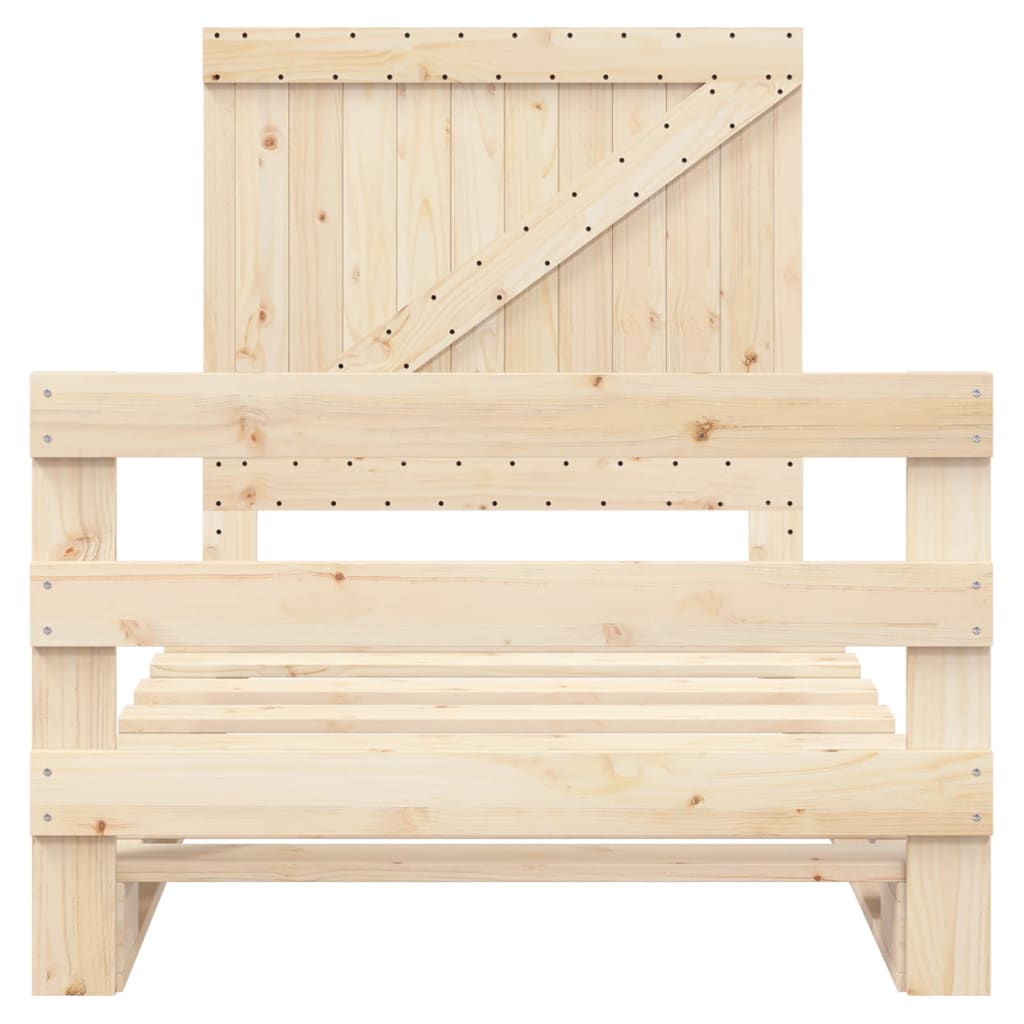 Bedframe met hoofdbord massief grenenhout 100x200 cm is nu te koop bij PeponiXL, paradijselijk wonen!