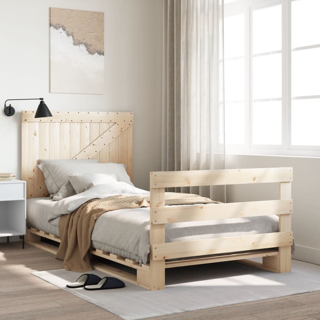 Bedframe met hoofdbord massief grenenhout 100x200 cm is nu te koop bij PeponiXL, paradijselijk wonen!