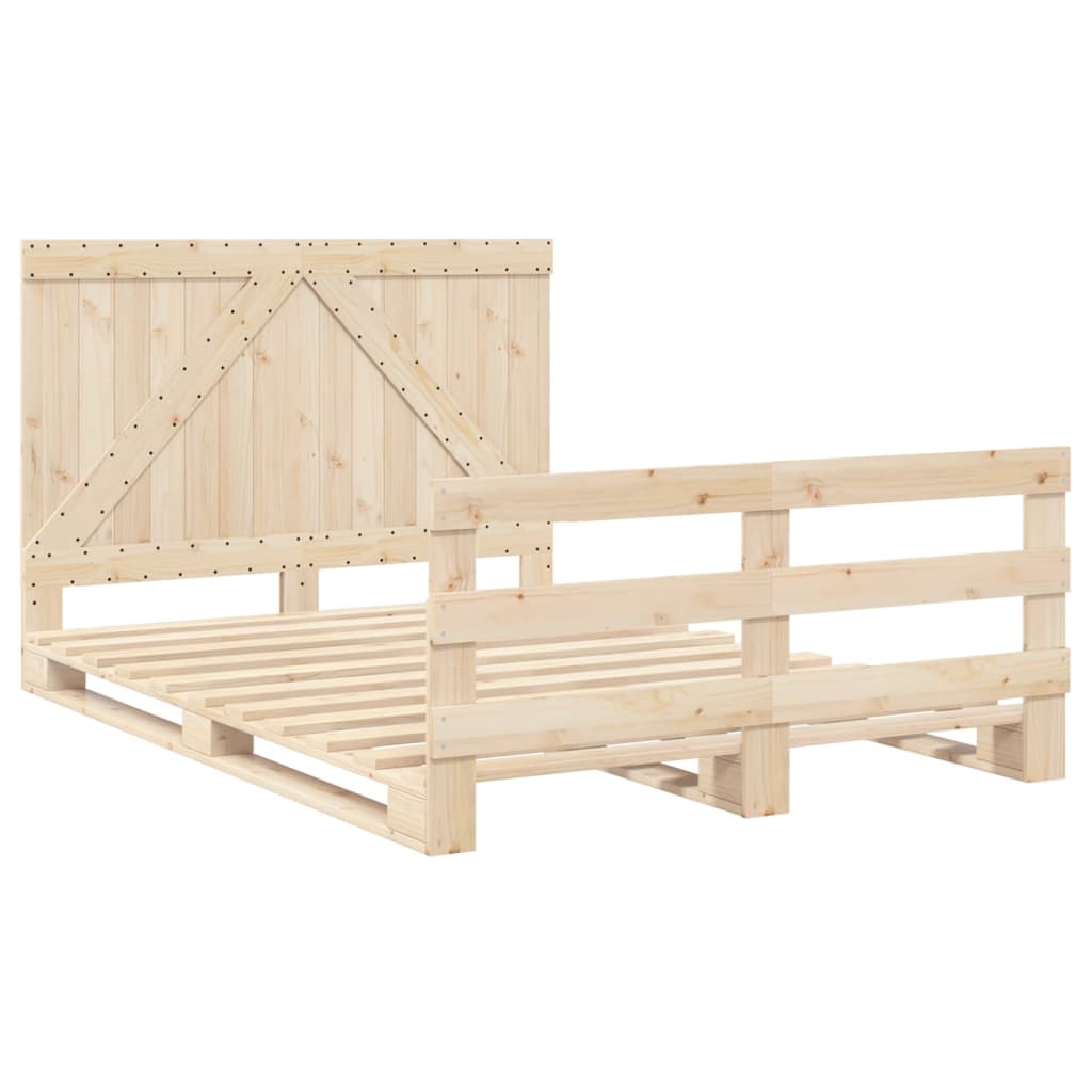 Bedframe met hoofdbord massief grenenhout wit 140x200 cm is nu te koop bij PeponiXL, paradijselijk wonen!