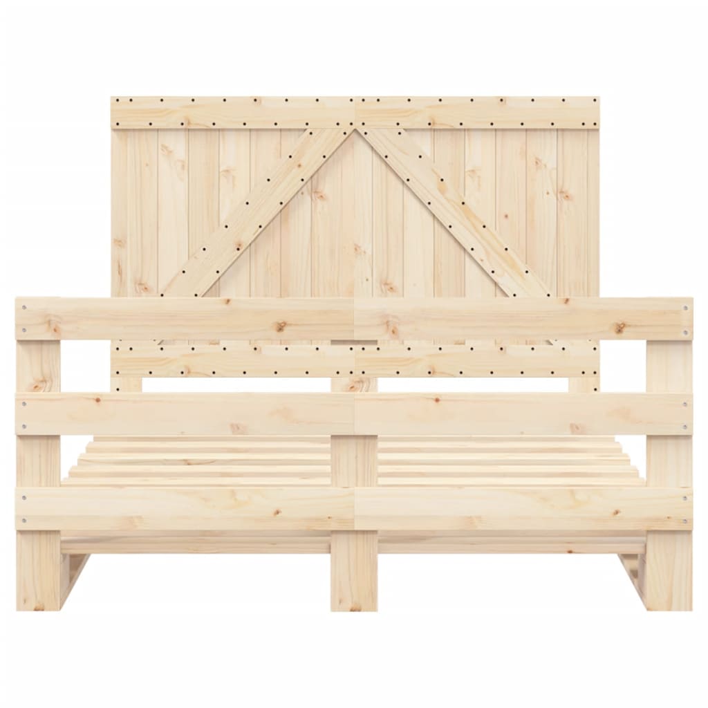 Bedframe met hoofdbord massief grenenhout wit 140x200 cm is nu te koop bij PeponiXL, paradijselijk wonen!