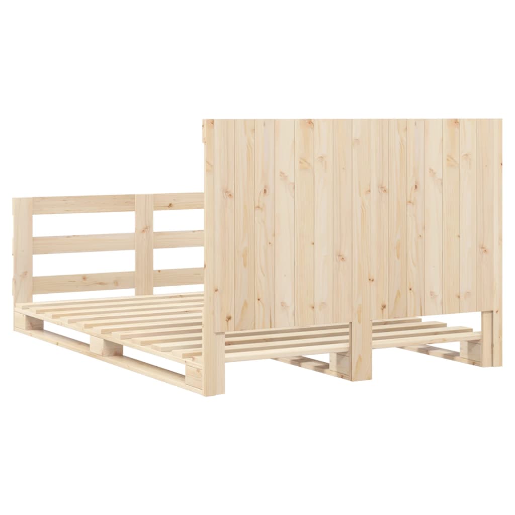 Bedframe met hoofdbord massief grenenhout wit 140x200 cm is nu te koop bij PeponiXL, paradijselijk wonen!