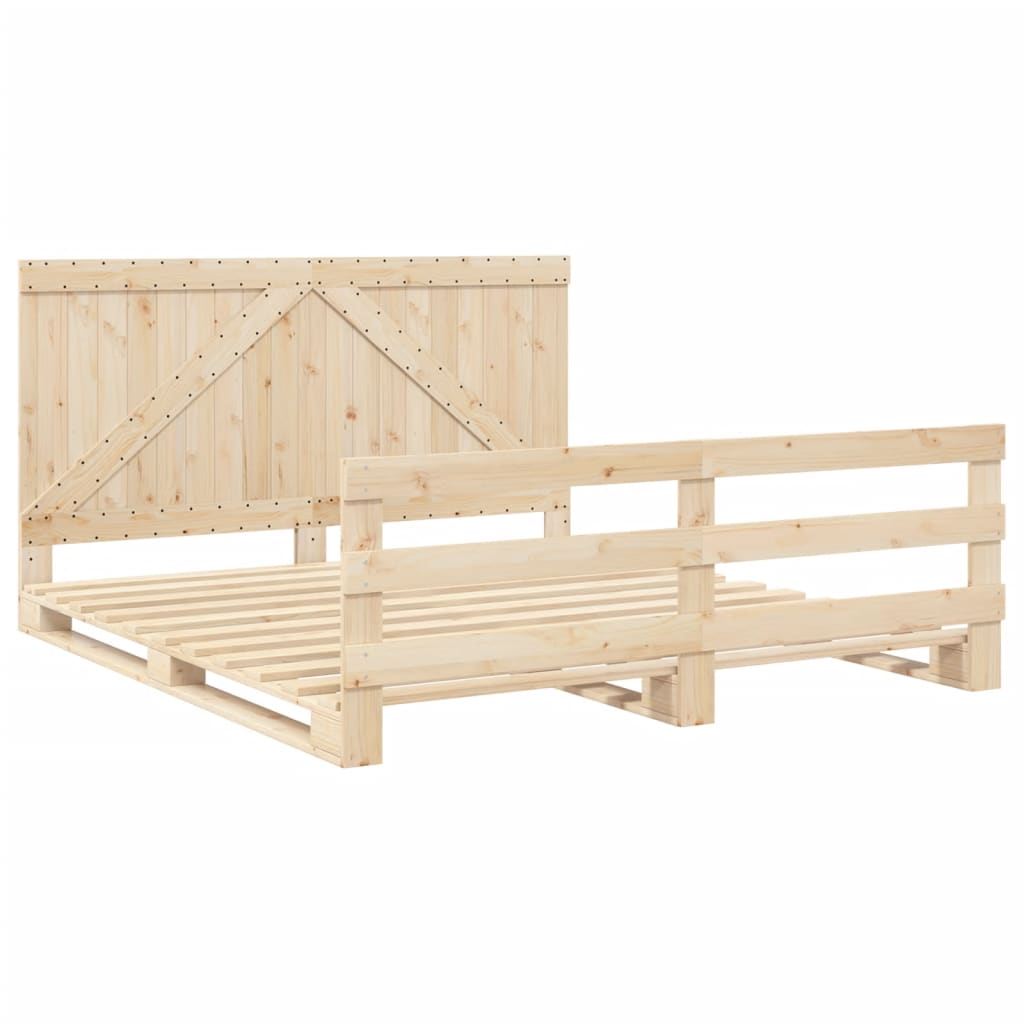 Bedframe met hoofdbord massief grenenhout 200x200 cm is nu te koop bij PeponiXL, paradijselijk wonen!