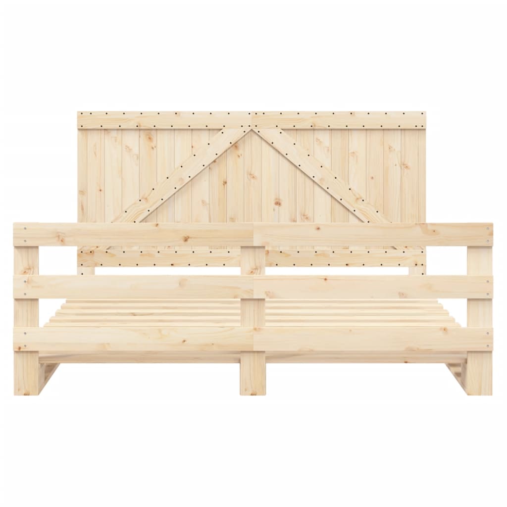 Bedframe met hoofdbord massief grenenhout 200x200 cm is nu te koop bij PeponiXL, paradijselijk wonen!