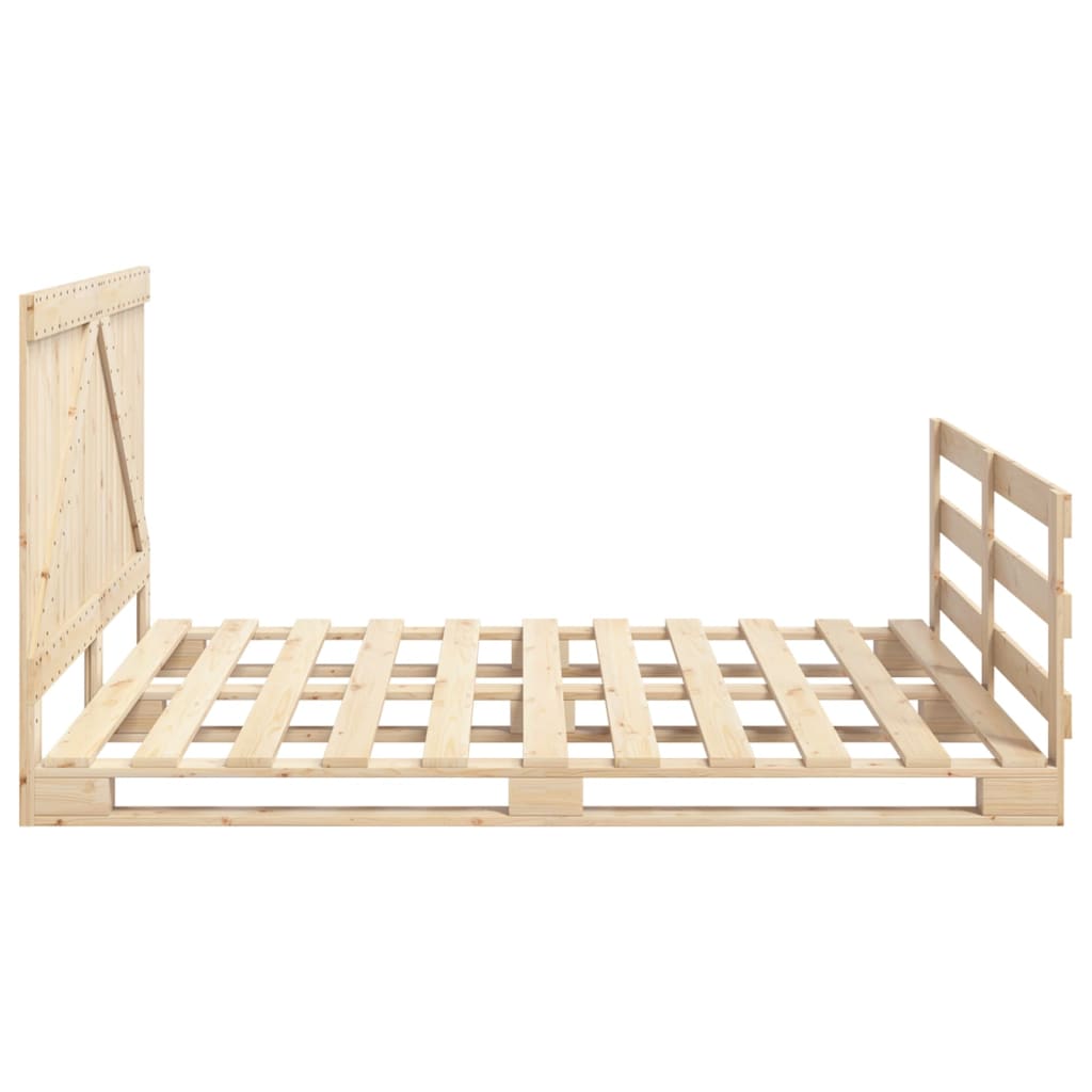 Bedframe met hoofdbord massief grenenhout 200x200 cm is nu te koop bij PeponiXL, paradijselijk wonen!