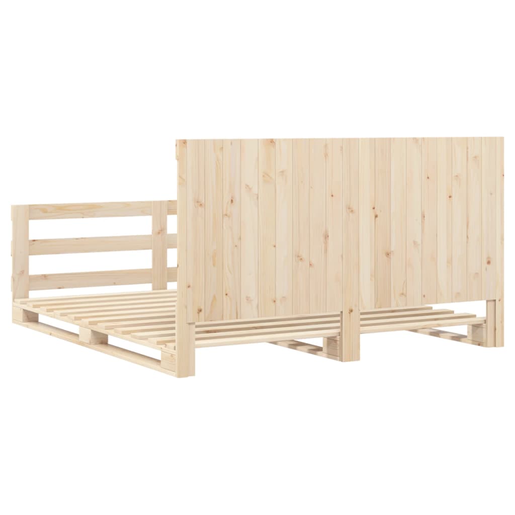 Bedframe met hoofdbord massief grenenhout 200x200 cm is nu te koop bij PeponiXL, paradijselijk wonen!