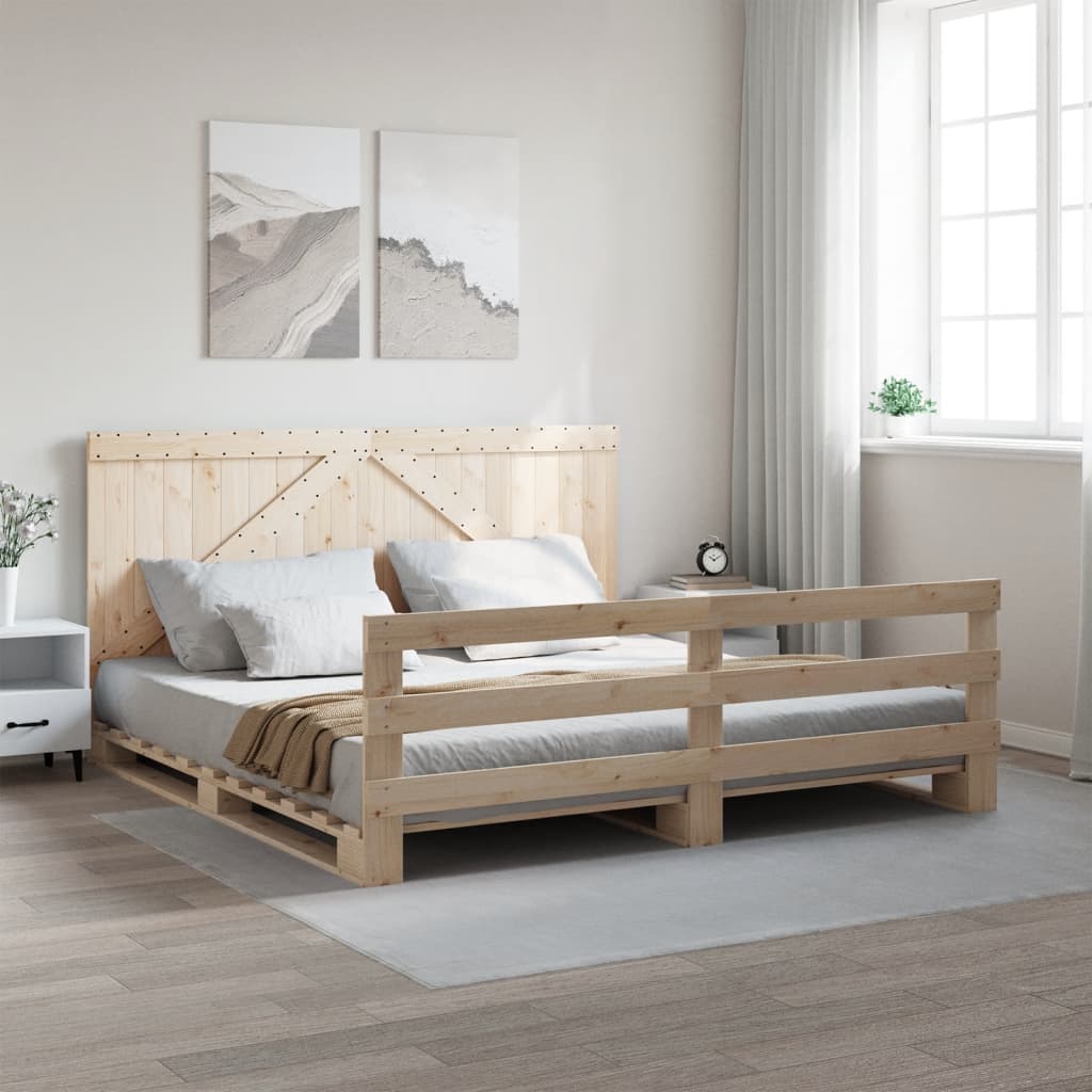 Bedframe met hoofdbord massief grenenhout 200x200 cm is nu te koop bij PeponiXL, paradijselijk wonen!