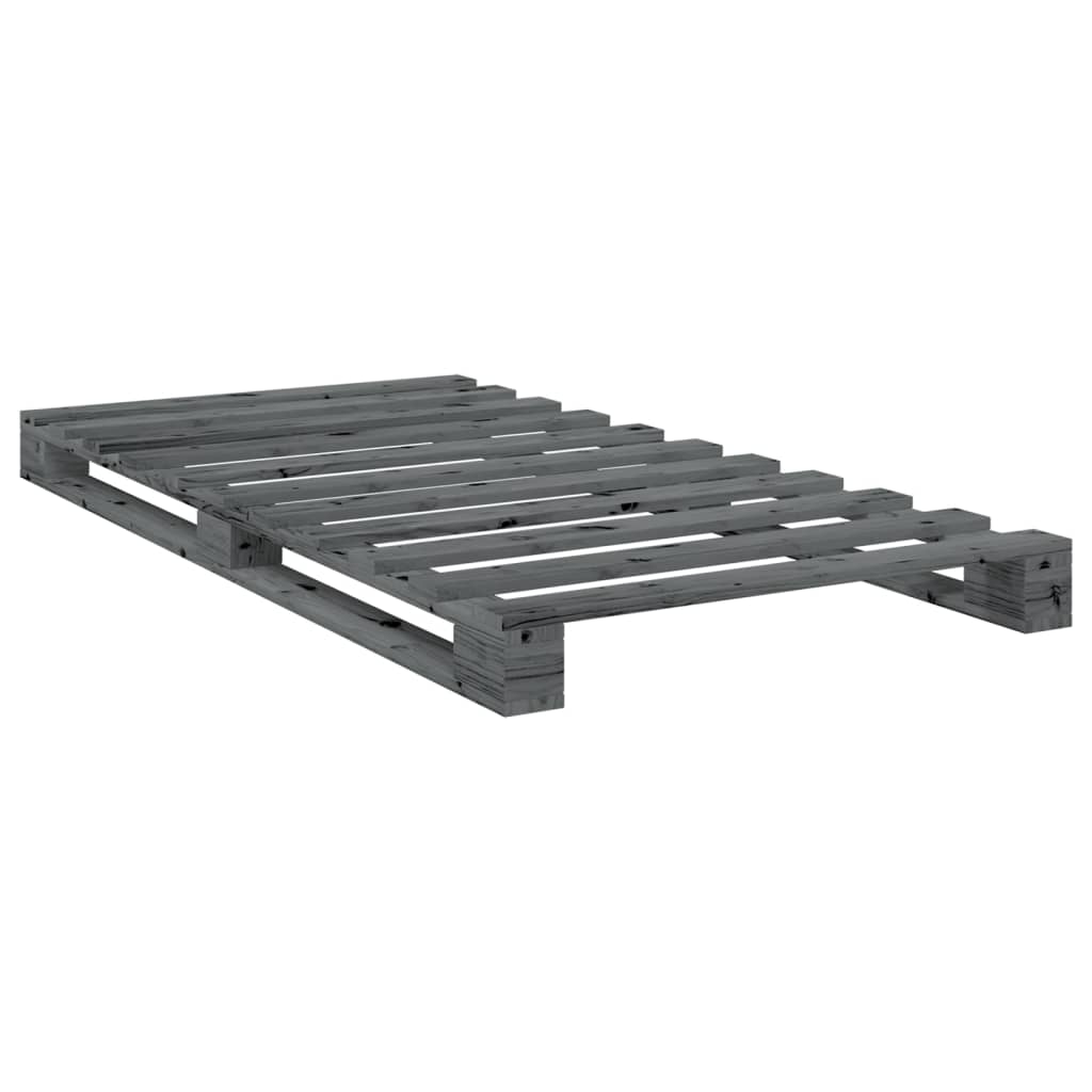 Bedframe met hoofdbord massief grenenhout grijs 100x200 cm is nu te koop bij PeponiXL, paradijselijk wonen!