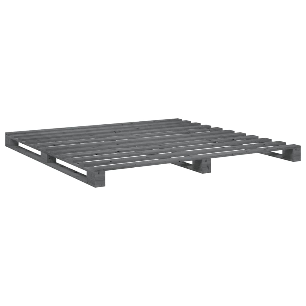 Bedframe met hoofdbord massief grenenhout grijs 200x200 cm is nu te koop bij PeponiXL, paradijselijk wonen!