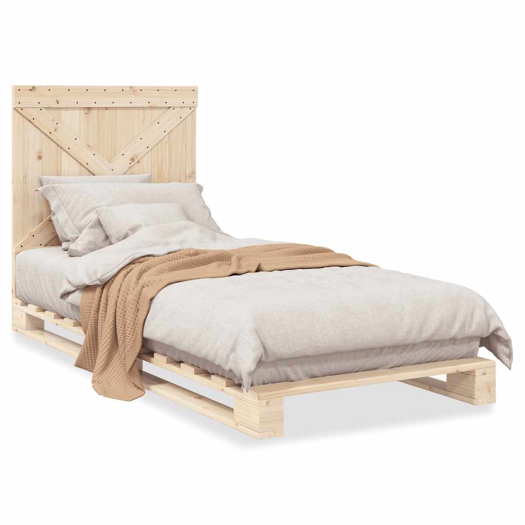 Bedframe met hoofdbord massief grenenhout 90x200 cm is nu te koop bij PeponiXL, paradijselijk wonen!